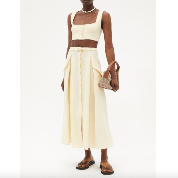 NEW LE KASHA jirja linen crop top bralette in Cream/Off White - Picture 15 of 16